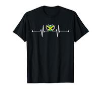 Jamaica Heartbeat Jamaican Flag Design Cute Jamaica Gifts T-Shirt
