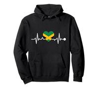 Jamaica Heartbeat Line Flag Pulse Caribbean Island Pride Fun Pullover Hoodie