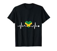 Jamaica Heartbeat Line Flag Pulse Caribbean Island Pride Fun T-Shirt