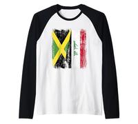 Jamaica Iraq Half Flag Jamaican Iraqi Jersey Raglan Baseball Tee