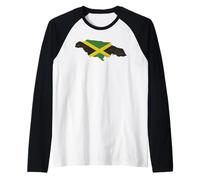 Jamaica Island Design Jamaican Flag Rasta Reggae Country Raglan Baseball Tee