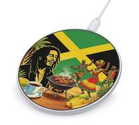 Jamaica Jamaican Culture Fast Portable Charger 10W Compact | Round Phone Charging Station Pad for Travel Work