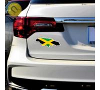 Jamaica Jamaican Flag Map Outline Car Magnet Magnetic Sticker Decal - 3 Pack Reflective 10.2cm - for Truck Door Fridge Reusable Waterproof