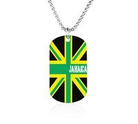 Jamaica Jamaican Kingdom Flag Pendant Necklace for Men Women Silver Chain Jewelry Dog Tags