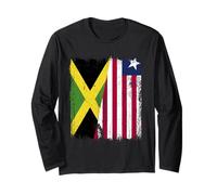 Jamaica Liberia Half Flag Jamaican Liberian Jersey Long Sleeve T-Shirt