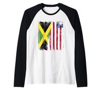 Jamaica Liberia Half Flag Jamaican Liberian Jersey Raglan Baseball Tee