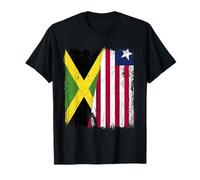 Jamaica Liberia Half Flag Jamaican Liberian Jersey T-Shirt