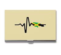 Jamaica Map Flag Heartbeat Business Card Wallet Credit Card Holder Metal Square Small Pocket Purse