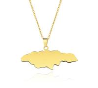 Jamaica Map Necklaces Stainless Steel Pendant Jewelry Heart Jamaican Map Jewelry Gift for Men and Women (Model 1)