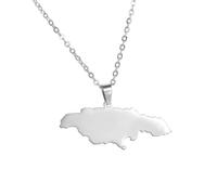 Jamaica Map Necklaces Stainless Steel Pendant Jewelry Heart Jamaican Map Jewelry Gift for Men and Women (Model 2)
