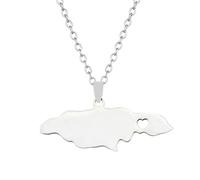 Jamaica Map Necklaces Stainless Steel Pendant Jewelry Heart Jamaican Map Jewelry Gift for Men and Women (Model 4)