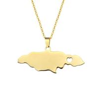 Jamaica Map Necklaces Stainless Steel Pendant Jewelry Heart Jamaican Map Jewelry Gift for Men and Women (Model 3)