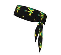Jamaica Map Outlines Print Ninja Headbands,Adjustable Head Tie For Men, Sports Sweatband For Yoga Running Basketball