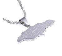 Jamaica Map Stainless With City Steel Pendant Necklaces Jewellery Jamaican Map Jewelry Gift for Men and Women (Model 2)
