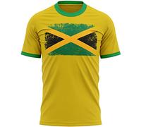 Jamaica Mens T Shirt Jamaican Flag Football Supporters Tee, L, Yellow/Green