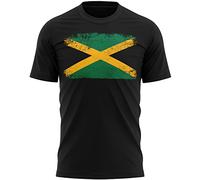 Jamaica Mens T Shirt Jamaican Flag Football Supporters Tee, XL, Black