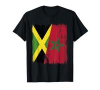 Jamaica Morocco Half Flag Jamaican Moroccan Heritage Jersey T-Shirt