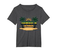Jamaica No Problem Tropical Beach Vacation T-Shirt, Women's Plus, Dark Heather Grey, 1X
