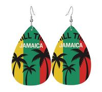 Jamaica Palm Grove Teardrop Leather Earrings Ladies Print Pendant With Hook Fashion Vintage Party Daily Wear