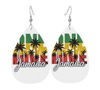 Jamaica Palm Teardrop Leather Earrings Ladies Print Pendant With Hook Fashion Vintage Party Daily Wear