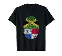 Jamaica & Panama Fingerprint Half Jamaican Panamanian Roots T-Shirt