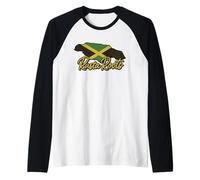 Jamaica Rasta Roots Apparel Jamaican Island Flag Love Reggae Raglan Baseball Tee