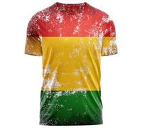 Jamaica Reggae All Over T Shirt - Caribbean Afro Rasta Carnival Tee for Him - Mens Jamaican Pride Culture Top - London Hill Festival Clothing, XL, White