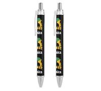 Jamaica Reggae Lion Flag Retractable Ballpoint Pen Black Ink Ball Point Pen Work Pens 2 PCS