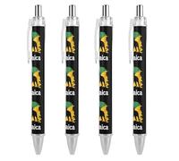 Jamaica Reggae Lion Flag Retractable Ballpoint Pen Black Ink Ball Point Pen Work Pens 4 PCS