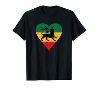 Jamaica Reggae Rasta Rastafari Lion of Judah Heart Men Women T-Shirt