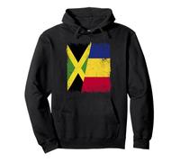 Jamaica Romania Half Flag Jamaican Romanian Heritage Pullover Hoodie