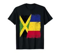 Jamaica Romania Half Flag Jamaican Romanian Heritage T-Shirt