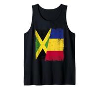 Jamaica Romania Half Flag Jamaican Romanian Heritage Tank Top