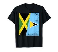 Jamaica Saint Lucia Half Flag Jamaican Lucian Pride T-Shirt