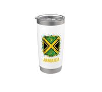 Jamaica Shield Hummingbird and Drum Distressed Splatter Stainless Steel Insulated Tumbler