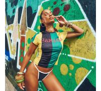 Jamaica Short Sleeve Graphic Football Tee In Yellow Multi, Women's Size UK 8