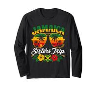 Jamaica Sisters Trip Matching Vacation Jamaican Flag Girls Long Sleeve T-Shirt