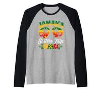 Jamaica Sisters Trip Matching Vacation Jamaican Flag Girls Raglan Baseball Tee