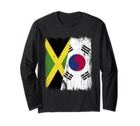 Jamaica South Korea Half Flag Jamaican South Korean Long Sleeve T-Shirt