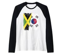 Jamaica South Korea Half Flag Jamaican South Korean Raglan Baseball Tee