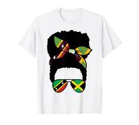 Jamaica & St Kitts Mix Messy Bun Afro Half Kittitian Jamaica T-Shirt