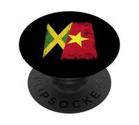 Jamaica Vietnam Half Flag Jamaican Vietnamese History PopSockets Adhesive PopGrip