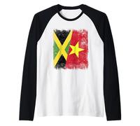 Jamaica Vietnam Half Flag Jamaican Vietnamese History Raglan Baseball Tee