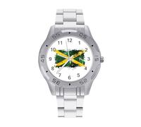 Jamaica Vintage Watercolors Jamaican Flag Watch Simple Wrist Watch Stainless Steel Band Analog Quartz Watches for Women Men