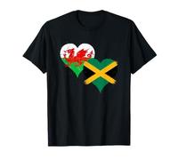 Jamaica Wales Flag in Vintage Style for Jamaican Welsh Pride T-Shirt