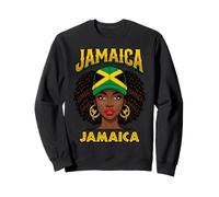 Jamaica Woman with Afro Hair Flag Cap and Hummingbird Sweatshirt