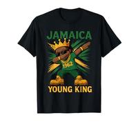Jamaica Young King Dabbing Proud Jamaican Flag For Boys T-Shirt