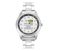 Jamaican and American 100% Awesome Men's Casual Watch with Stainless Steel Strap Alloy Quartz Wrist Watches