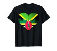 Jamaican and Dominica Mix Heritage Flag Heart Value Graphic T-Shirt