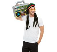 Jamaican Beach Party Kit Adults Dreadlocks Glasses Boogie Box Instant Fancy Dres